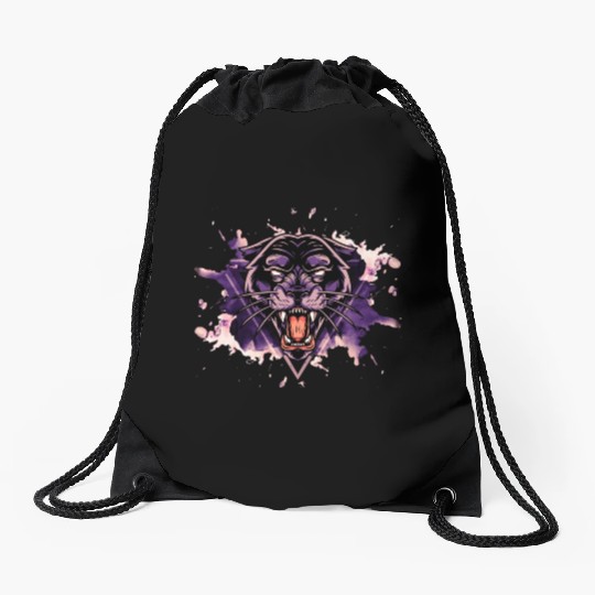 Panther Panter Purple Black Splash Predator Animal Drawstring Bags