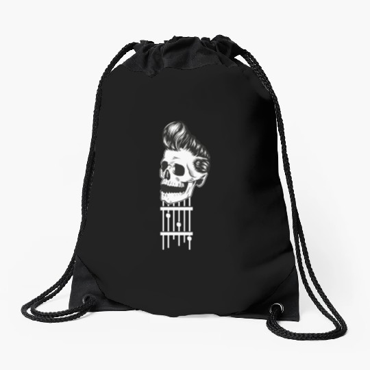 Rock N Roll Skeleton Head -Sweet Rock On Guitar Drawstring Bags