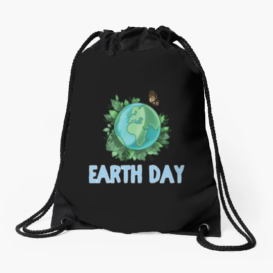 Earth Day Gift Globe Plants Butterfly Save the Drawstring Bags