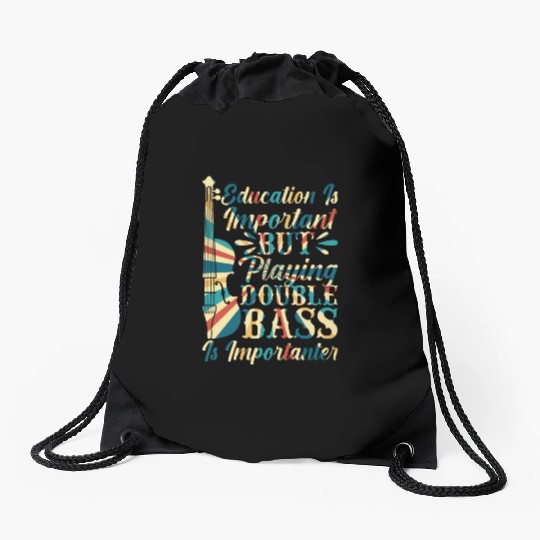 Back To School Double Bassist Player Drawstring Bags