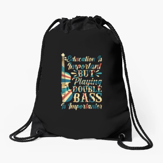 Back To School Double Bassist Player Drawstring Bags