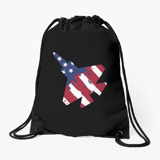 F-35 Lightning Military American Painted Flag Jet Drawstring Bags