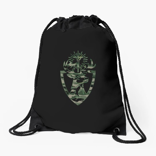 Hubert Hubertus Patron Saint Of Hunters Stag Camo Drawstring Bags