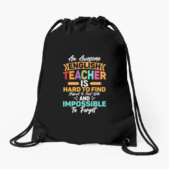An Awesome English Teacher Grammar School Drawstring Bags