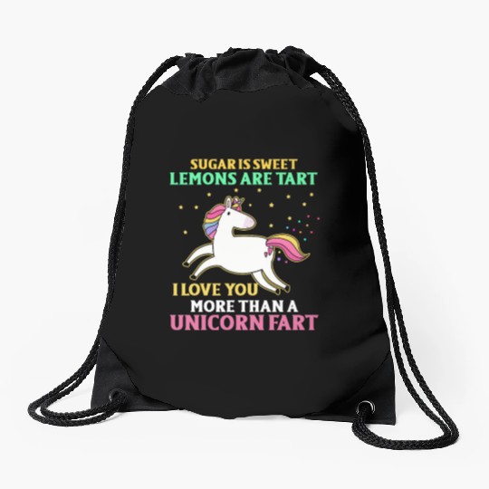 Sugar Sweet Lemon I Love You More Than Unicorn Far Drawstring Bags