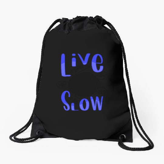Relax and Live Slow Sea Turtle Beachy Vacation Drawstring Bags