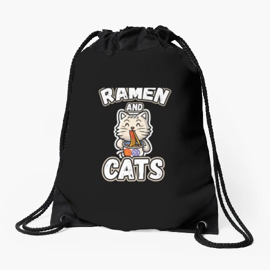 Ramen and cats Drawstring Bags