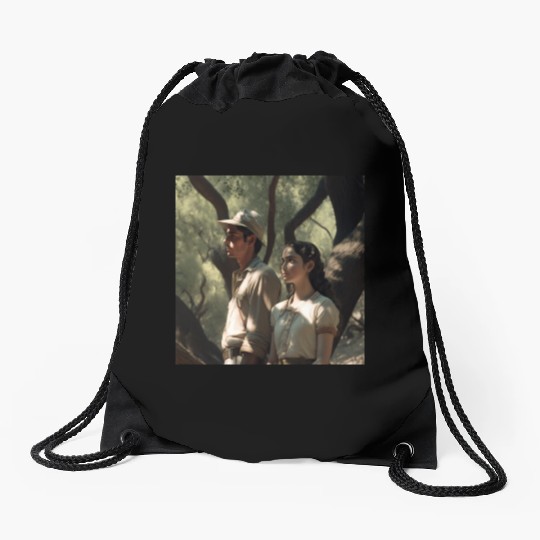 screengrab from a 1920s film scene beautiful Drawstring Bags