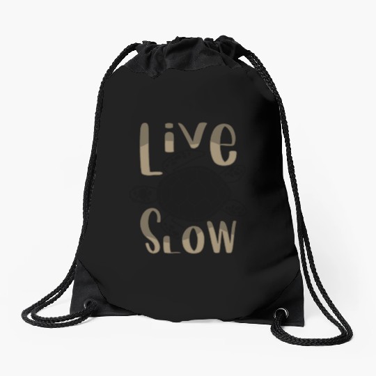 Relax and Live Slow Sea Turtle Beachy Vacation Drawstring Bags