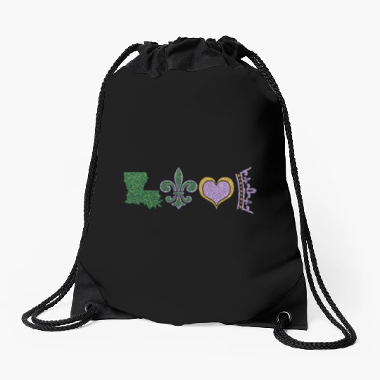Party Festival Parade Beads Love Mardi Gras Drawstring Bags