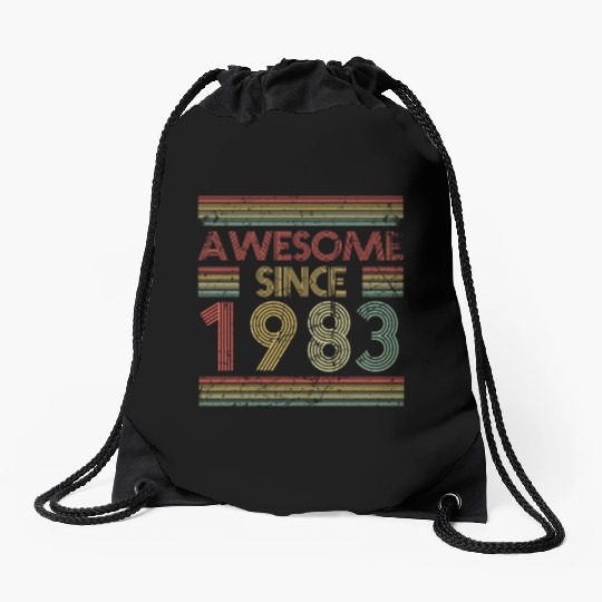 40 Years Vintage 1983 Retro 40th Birthday Drawstring Bags