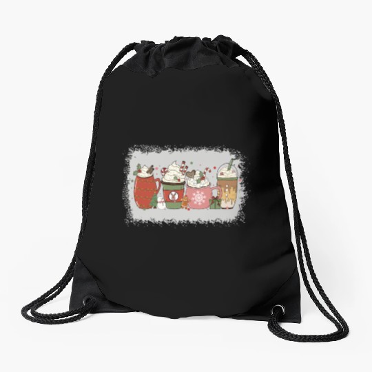 Christmas Hot Chocolate Peppermint Mocha Drawstring Bags