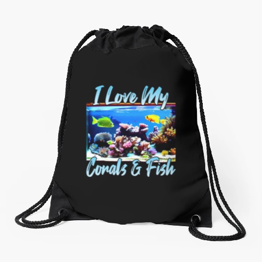 Saltwater aquarium coral fish Drawstring Bags