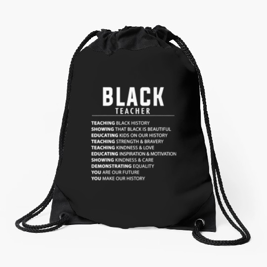 Black Teacher Idea For Women & Melanin Educators Drawstring Bags