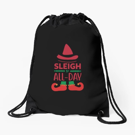 Sleigh all day Drawstring Bags