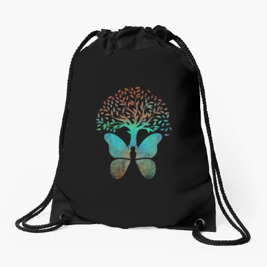 Butterfly Tree Beautiful Animal Butterflies Tree Drawstring Bags
