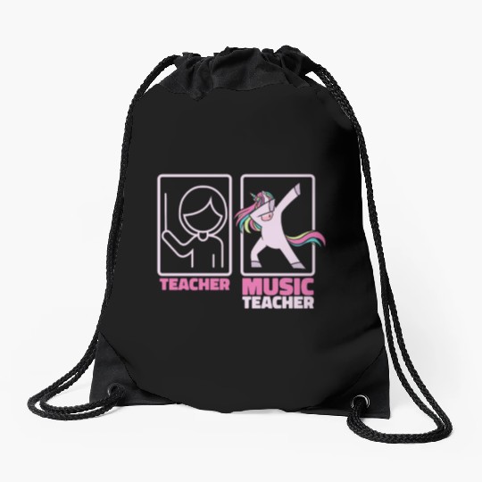 Music Teacher Unicorn Drawstring Bags