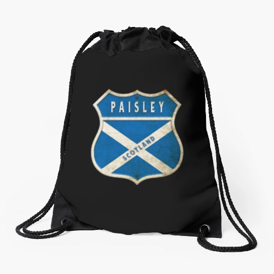 Paisley Scotland coat of arms flag design Drawstring Bags