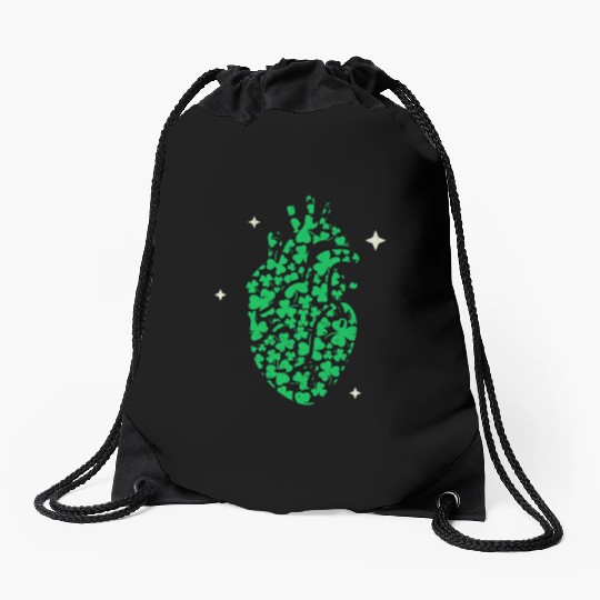 Shamrock Heart Cardiac Nurse St Patricks Day Drawstring Bags
