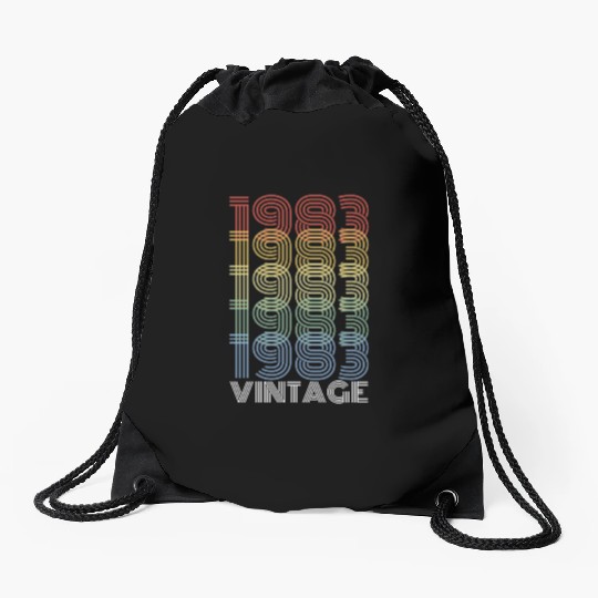 40 Years Vintage 1983 Retro 40th Birthday Drawstring Bags