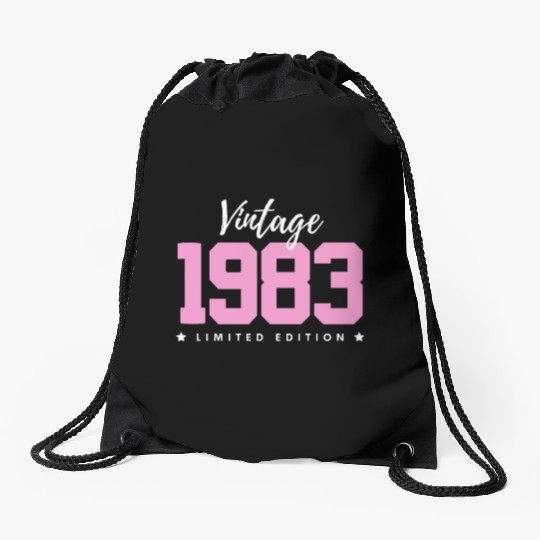 40 Years Vintage 1983 Retro 40th Birthday Drawstring Bags