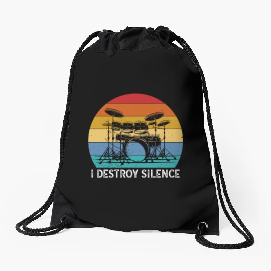 I Destroy Silence Drummer Band Music Beat Drum Drawstring Bags