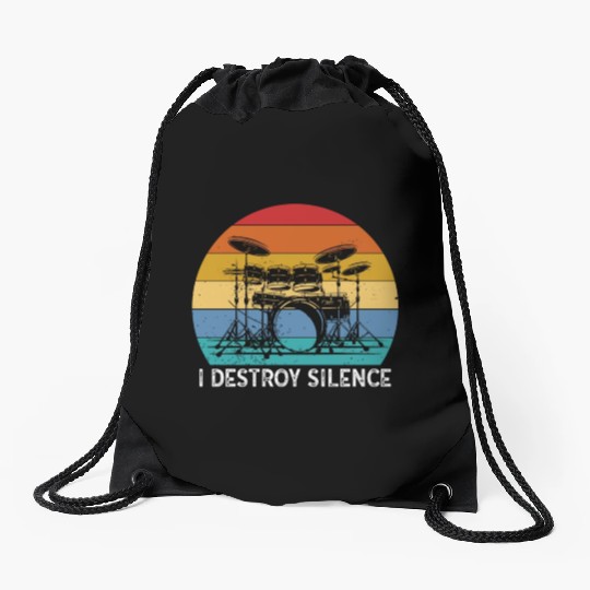 I Destroy Silence Drummer Band Music Beat Drum Drawstring Bags