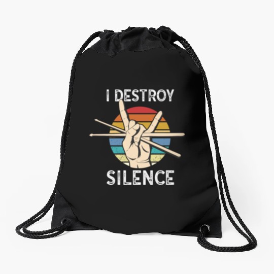 I Destroy Silence Drummer Band Music Beat Drum Drawstring Bags