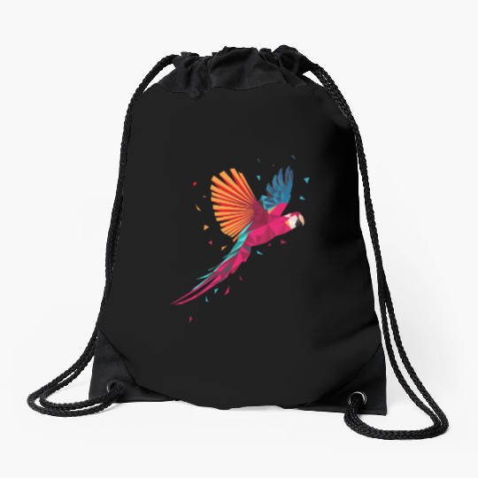 Macaw Parrot Geometric Bird Parakeet Ornitholog Gi Drawstring Bags