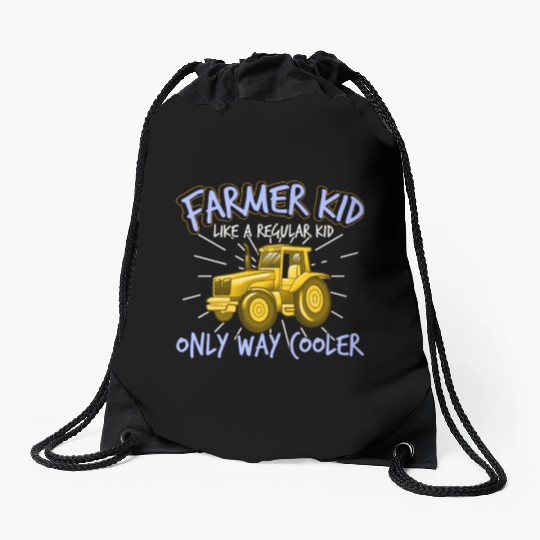 Farmer Kid Funny Boys Tractor Farmer Drawstring Bags