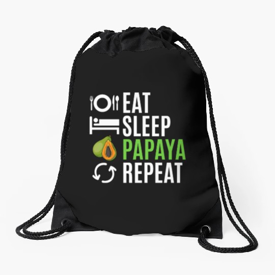 Eat Sleep Papaya Repeat Drawstring Bags