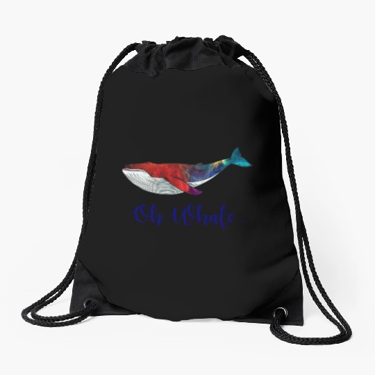Oh Whale Drawstring Bags