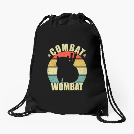 Combat Wombat For A Wombats Lover Drawstring Bags