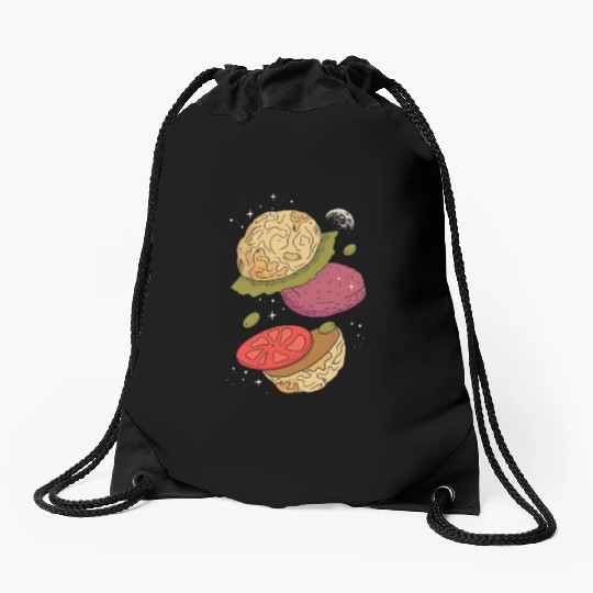 Planets burger vegetables Planets burger vegetable Drawstring Bags