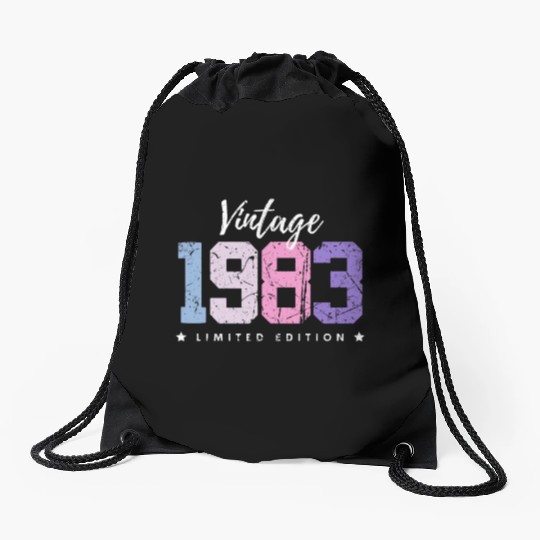 40 Years Vintage 1983 Retro 40th Birthday Drawstring Bags