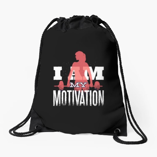 I Am My Fitness Motivation Gym Workout Affirmation Drawstring Bags