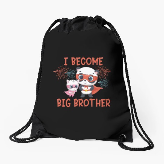 Big brother super hero panda cat Drawstring Bags
