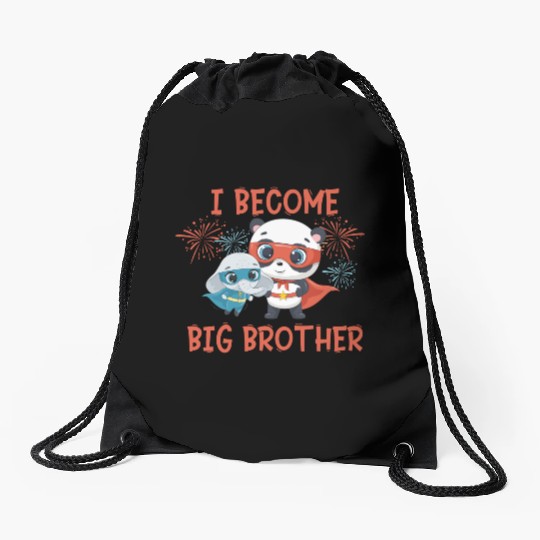 Big brother super hero panda elephant Drawstring Bags