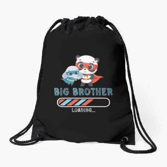 Big brother super hero panda elephant Drawstring Bags