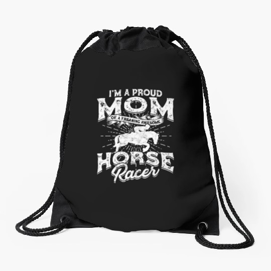 Horse Racing Mom Equestrian Horseback Horse Racer Drawstring Bags