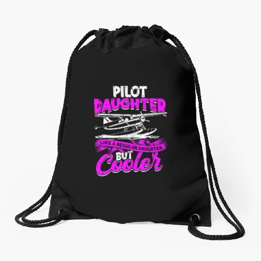 Pilot Daughter Airplane Aviation Job aircraft Drawstring Bags