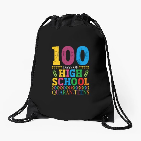 100 Days Of High School Quaran-teens Masked Drawstring Bags