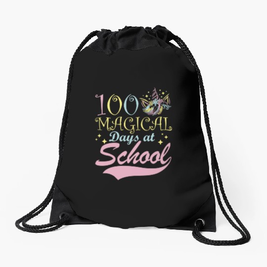 100 Magical Days At School Fantasy Fairytale Drawstring Bags