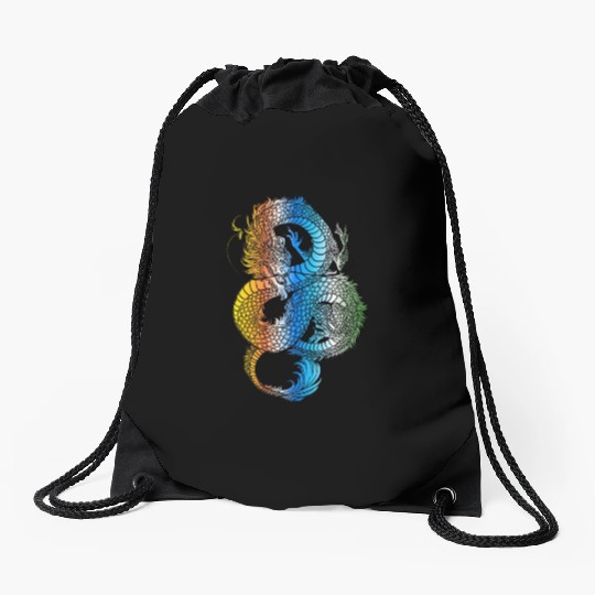 Japanese Dragon Vintage Demon Retro 102 Drawstring Bags