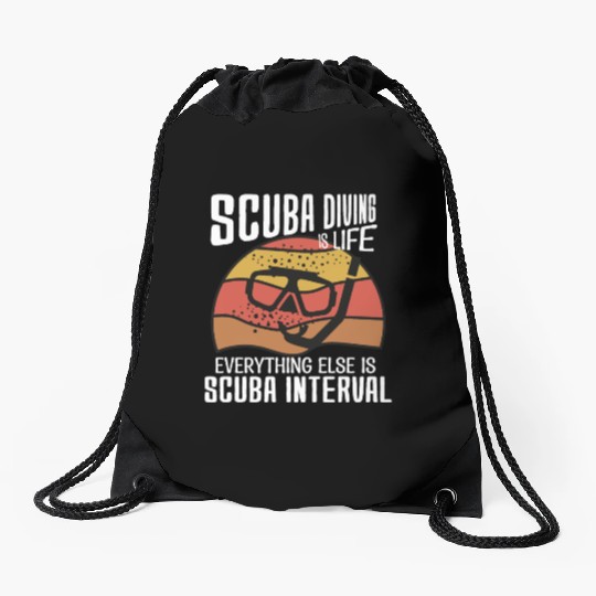 Scuba diving is life funny scuba dive retro vintag Drawstring Bags
