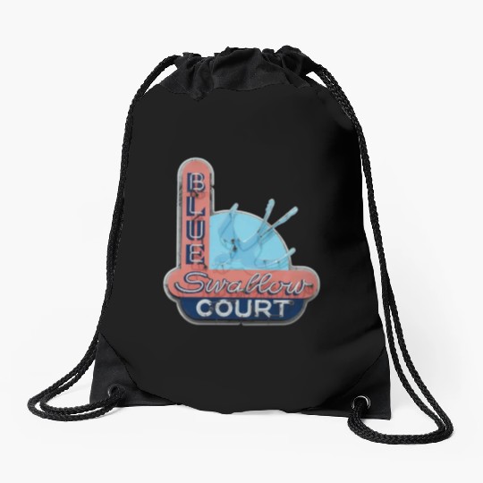 Blue Swallow Court Route 66 Tucumcari Drawstring Bags