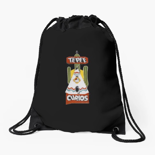 Tepee Curios Route 66 Neon Tucumcari New Mexico Drawstring Bags