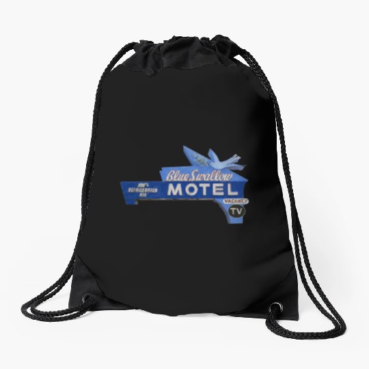 Blue Swallow Motel Route 66 Neon Tucumcari NM Drawstring Bags