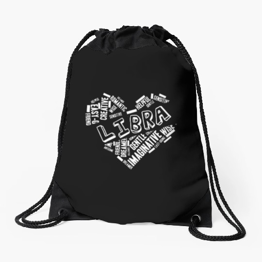 Libra Heart Word Cloud Doodle Astrology Zodiac Sta Drawstring Bags