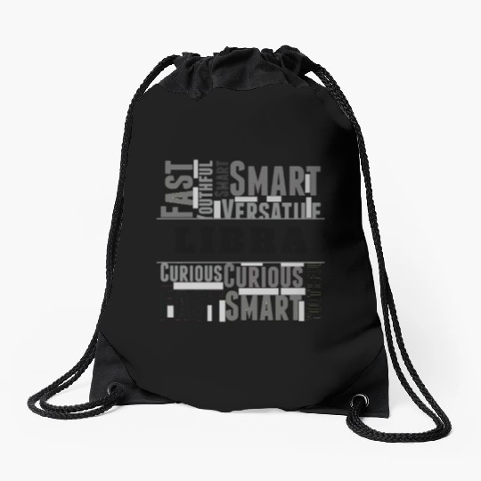 Libra Zodiac Star Sign Word Cloud Square Monochrom Drawstring Bags